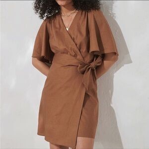 NEW❣️Rw&Co Linen brown wrap dress